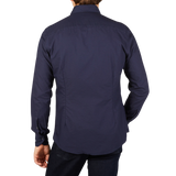 Stenströms Navy Blue Cotton Oxford Slimline Shirt Back
