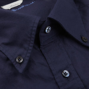 Stenströms Navy Blue Cotton Oxford Slimline Shirt Collar