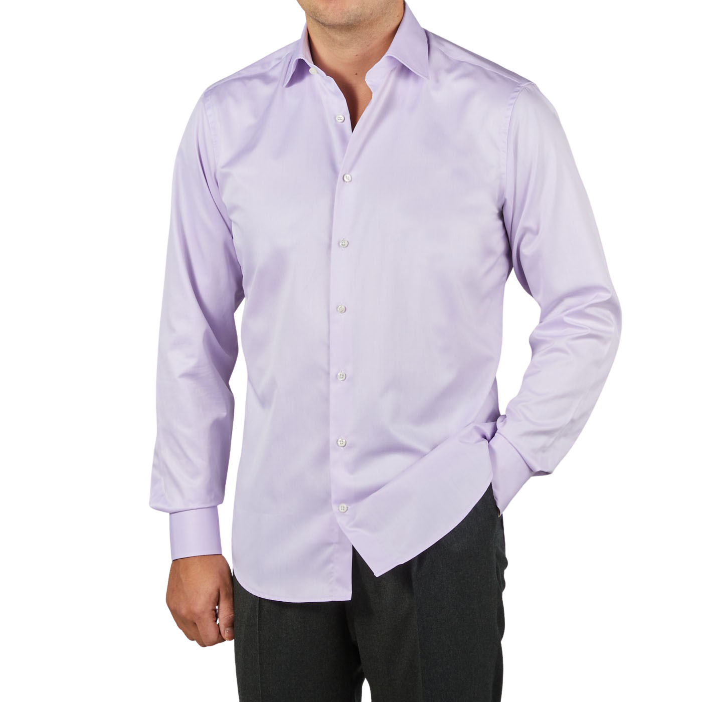 Stenströms Purple Cotton Twofold Fitted Body Shirt Front