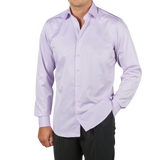 Stenströms Purple Cotton Twofold Fitted Body Shirt Front