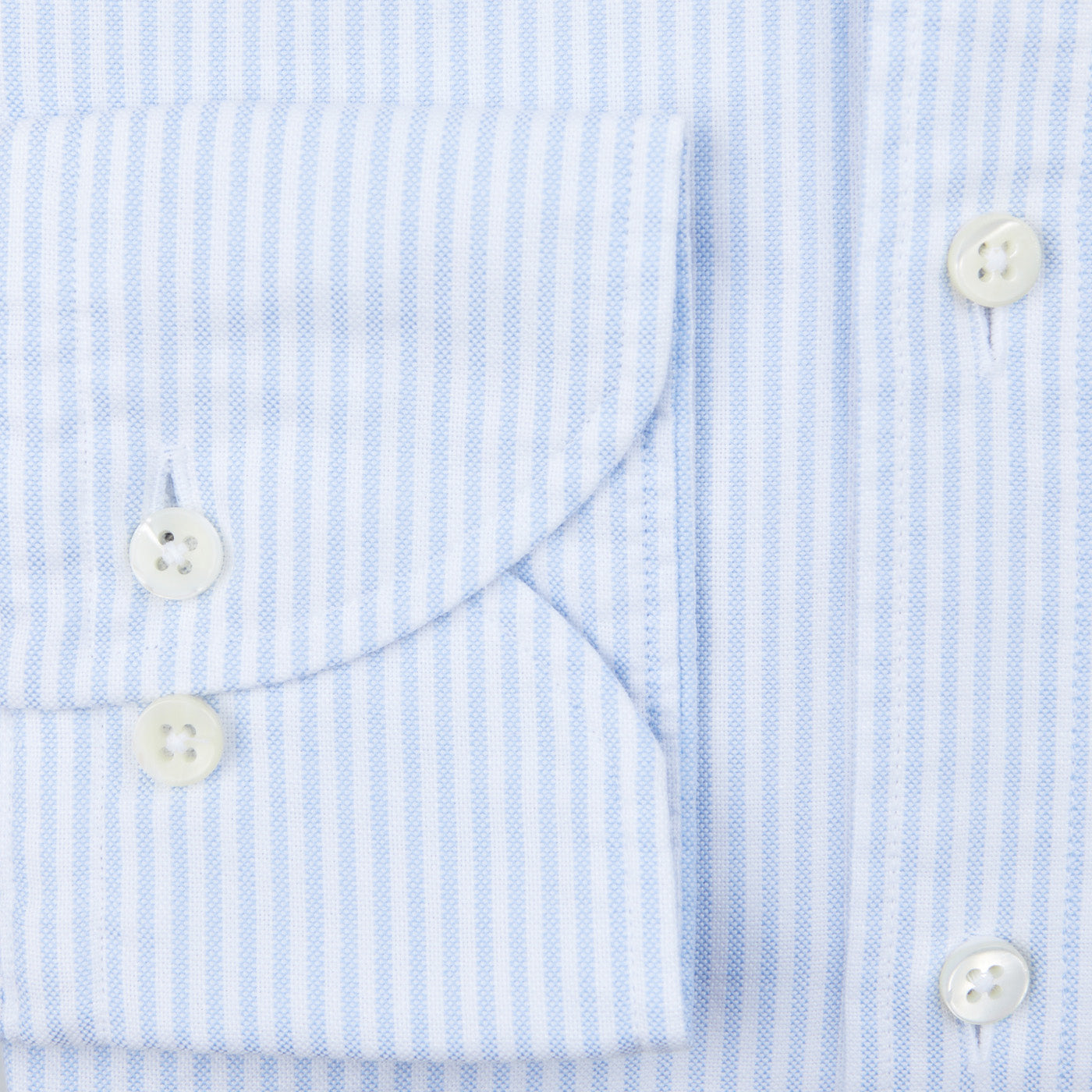 Stenströms White Blue Striped Cotton Oxford Slimline Shirt Cuff
