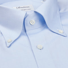 A close up of a Stenströms Light Blue Cotton Oxford BD Fitted Body Shirt.