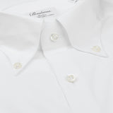 A close up of a Stenströms White Cotton Oxford BD Slimline Shirt.