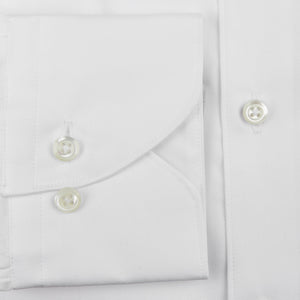 A close up of a white Stenströms White Cotton Oxford BD Slimline Shirt.