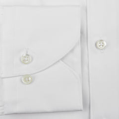 A close up of a white Stenströms White Cotton Oxford BD Slimline Shirt.