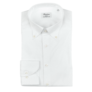A White Cotton Oxford BD Slimline Shirt by Stenströms, on a white background.