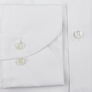 A close up of a Stenströms White Cotton Oxford Fitted Body BD Shirt.