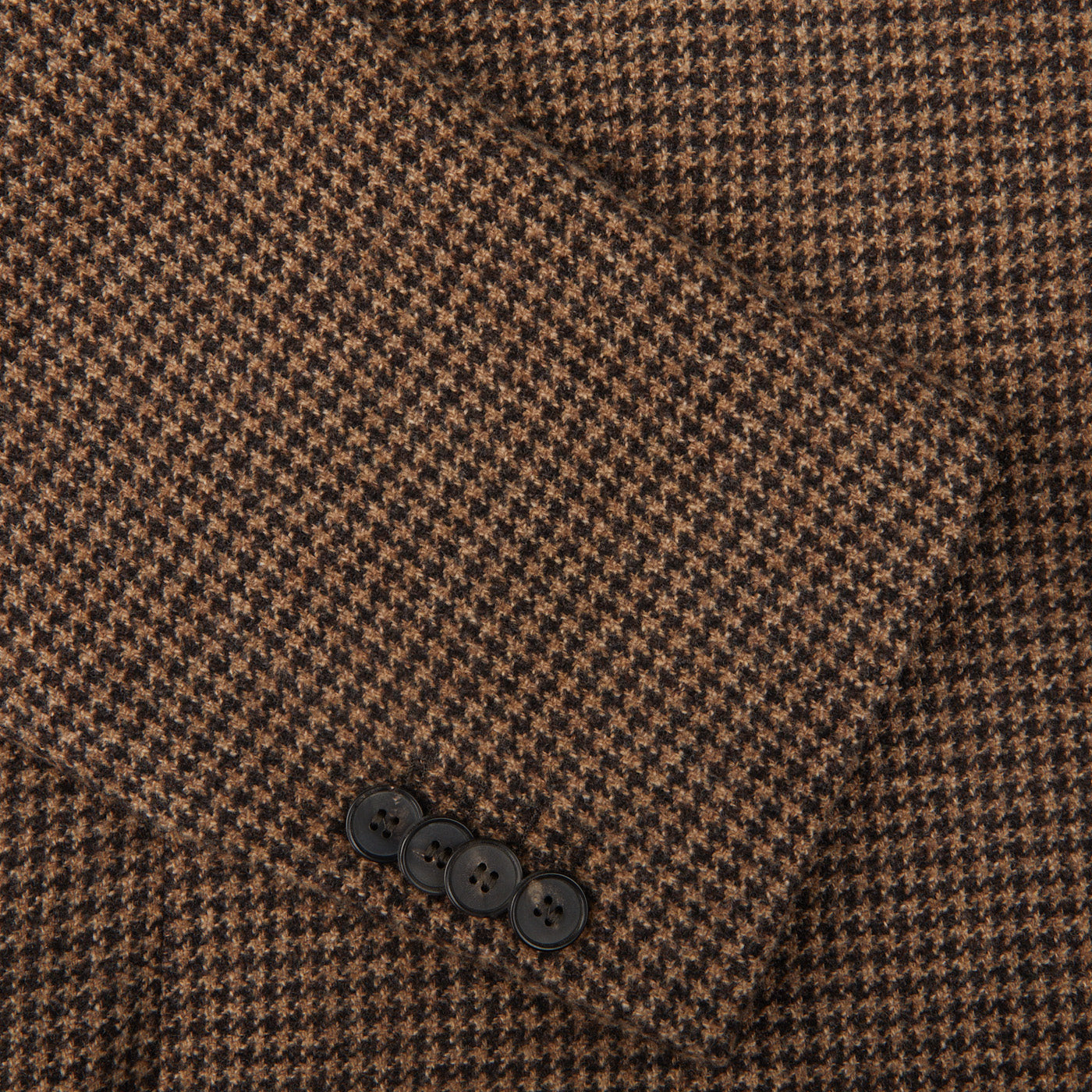 A close up of a Studio 73 Brown Houndstooth Wool Cashmere Blazer.
