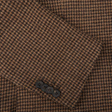A close up of a Studio 73 Brown Houndstooth Wool Cashmere Blazer.