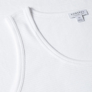 Sunspel White Cellular Cotton Tank Top Fabric