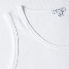 Sunspel White Cellular Cotton Tank Top Fabric