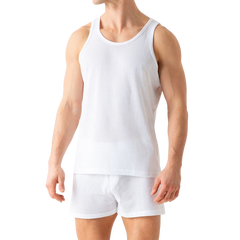 Sunspel White Cellular Cotton Tank Top Front