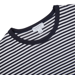 Navy White Striped Classic Cotton T-Shirt