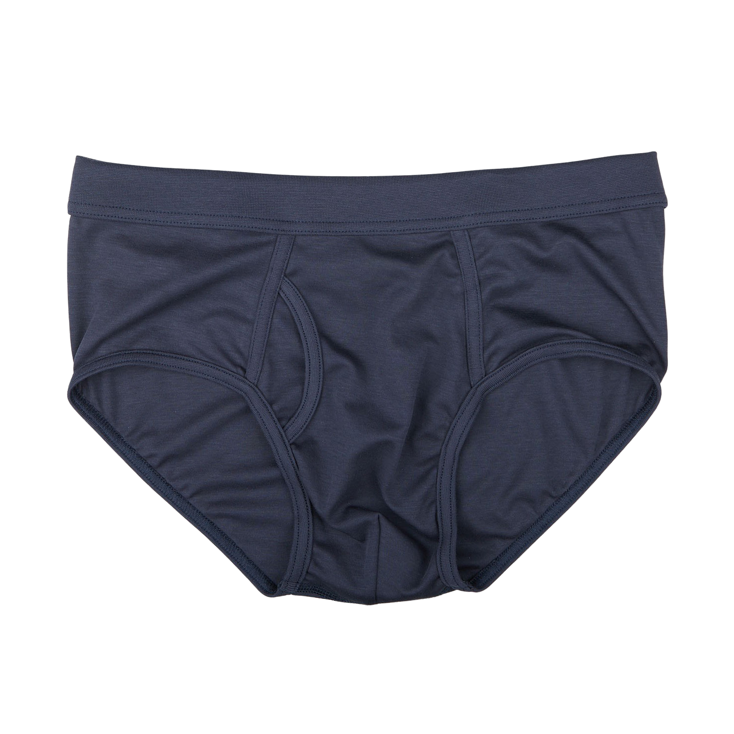 A pair of Parisian Night Pima Cotton Platan Briefs by The White Briefs, crafted from luxurious organic pima cotton with a front fly, displayed on a plain white background, evoking the elegance of a Parisian night.
