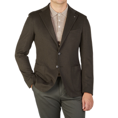 Tagliatore Dark Green Wool Cashmere Vesuvio Blazer Front