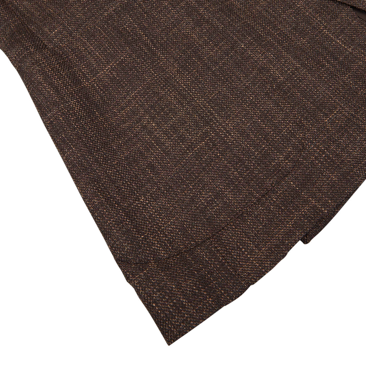Dark Brown Melange Wool Linen Silk Blazer by Tagliatore with a folded edge on a white background.