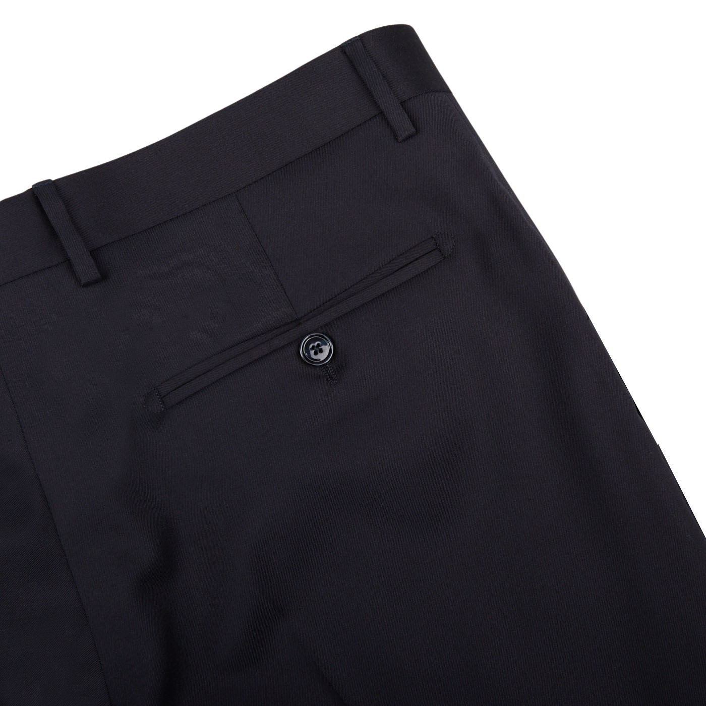 A close up of Tagliatore Midnight Navy Super 110s Wool Suit Trousers.