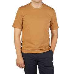 Tela Genova Brick Orange Washed Organic Cotton T-Shirt Front