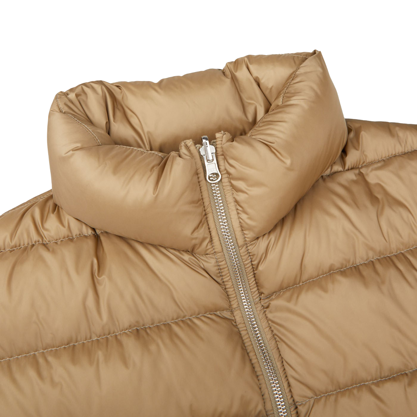 Ten C Beige Nylon Down Padded Liner Jacket Collar