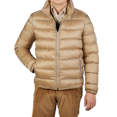 Ten C Beige Nylon Down Padded Liner Jacket Front