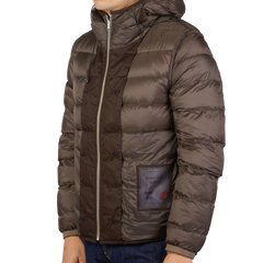 Ten C Brown Nylon Down Padded Liner Hood Jacket Inside