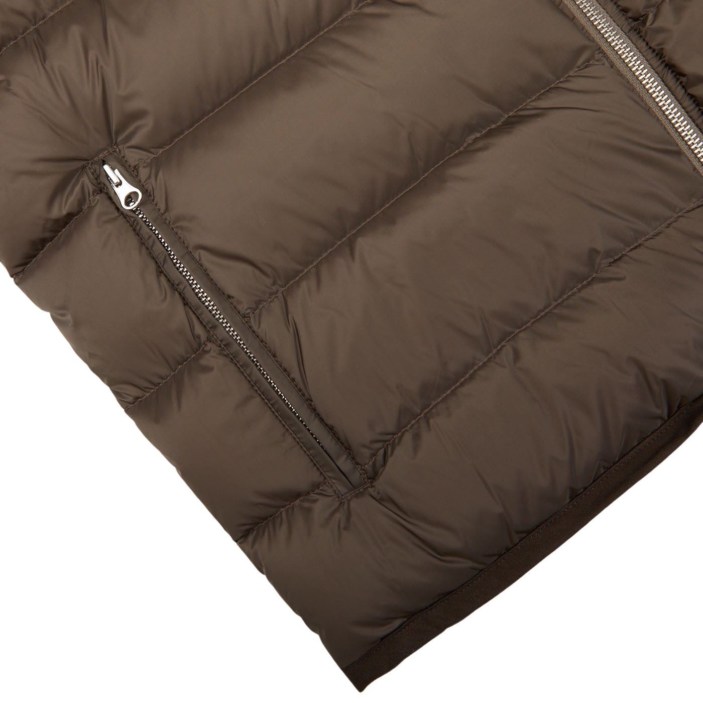 Ten C Brown Nylon Down Padded Liner Hood Jacket Pocket