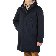 Ten C Dark Blue Technical Cyclone Parka Front