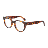 A pair of Palm Eco Spotted Havana Optical 51mm eyeglasses by The Bespoke Dudes with clear lenses, depicted on a black background.