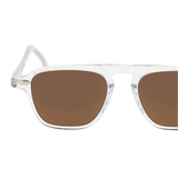 Vintage style white framed sunglasses with Panama Transparent Tobacco Lenses 52mm on a black background by The Bespoke Dudes.