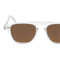 Vintage style white framed sunglasses with Panama Transparent Tobacco Lenses 52mm on a black background by The Bespoke Dudes.