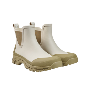 A pair of Taupe Beige Garpa Offroad Chelsea Rubber Boots by Tretorn on a white background.