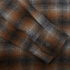 Universal Works Brown Checked Wool Flannel Workshirt Cuff