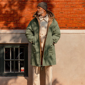 Green Diamond Quilted Nylon Parka