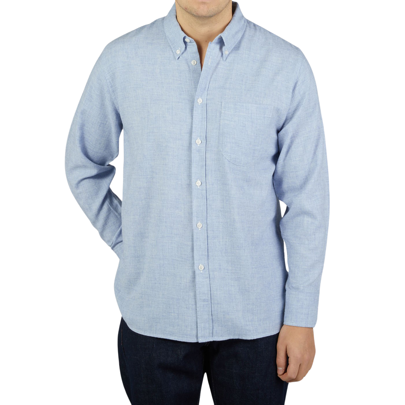 Universal Works | Light Blue Brushed Cotton Wool Shirt
