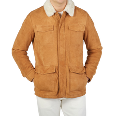 Werner Christ Camel Beige Suede Leather Liam Jacket Front