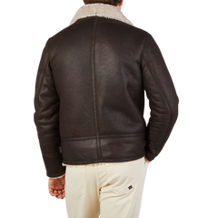 Werner Christ Dark Brown Leather Alim Flight Jacket Back