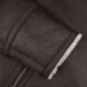 Werner Christ Dark Brown Leather Alim Flight Jacket Cuff