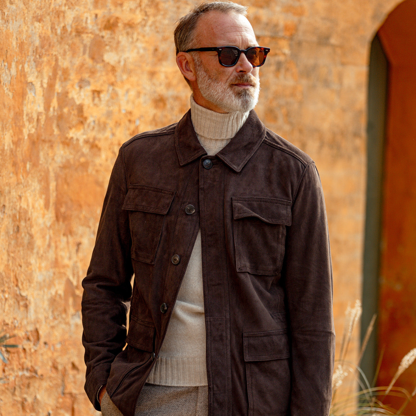 Werner Christ Dark Brown Suede Anton Leather Jacket Model