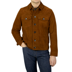 The Werner Christ men's Sandalwood Suede Leather Joshi Jacket.