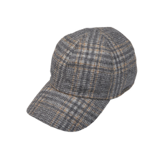 Wigéns Grey Checked Wool Alpaca Baseball Cap Feature