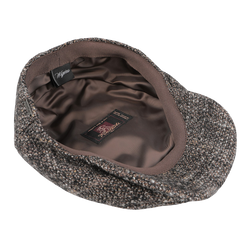 Wigéns presents the Brown Melange Wool Ivy Contemporary Cap, crafted from a wool blend with a satin lining and an inner label.