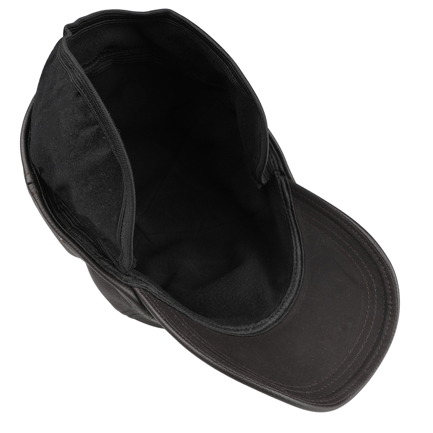 A dark brown baseball cap with a curved bill, made from durable elk leather, is shown on a plain background. It's crafted by Wigéns.