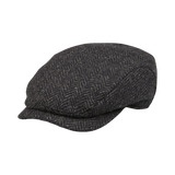 The Grey Herringbone Wool Ivy Contemporary Cap made of virgin wool is shown on a white background by Wigéns.