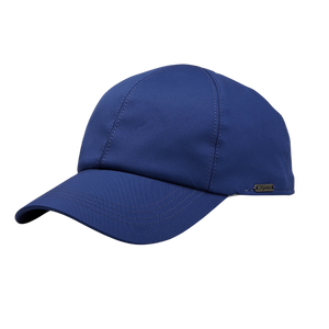 A Wigéns Mid Blue Microfibre Nylon Baseball Cap with an adjustable strap made of technical nylon microfibre.