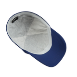 A Wigéns Mid Blue Microfibre Nylon Baseball Cap made of technical nylon microfibre on a white surface.