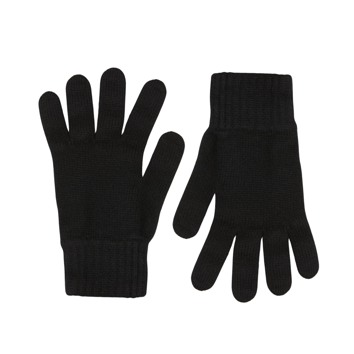 A pair of Black Pure Cashmere Gloves by William Lockie on a white surface.