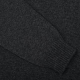 A close up image of a Charcoal Grey Crew Neck Lambswool Sweater by William Lockie.