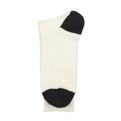 A pair of Cream White Cotton Contrast Cable-Knit Socks by William Lockie, displayed flat against a white background.