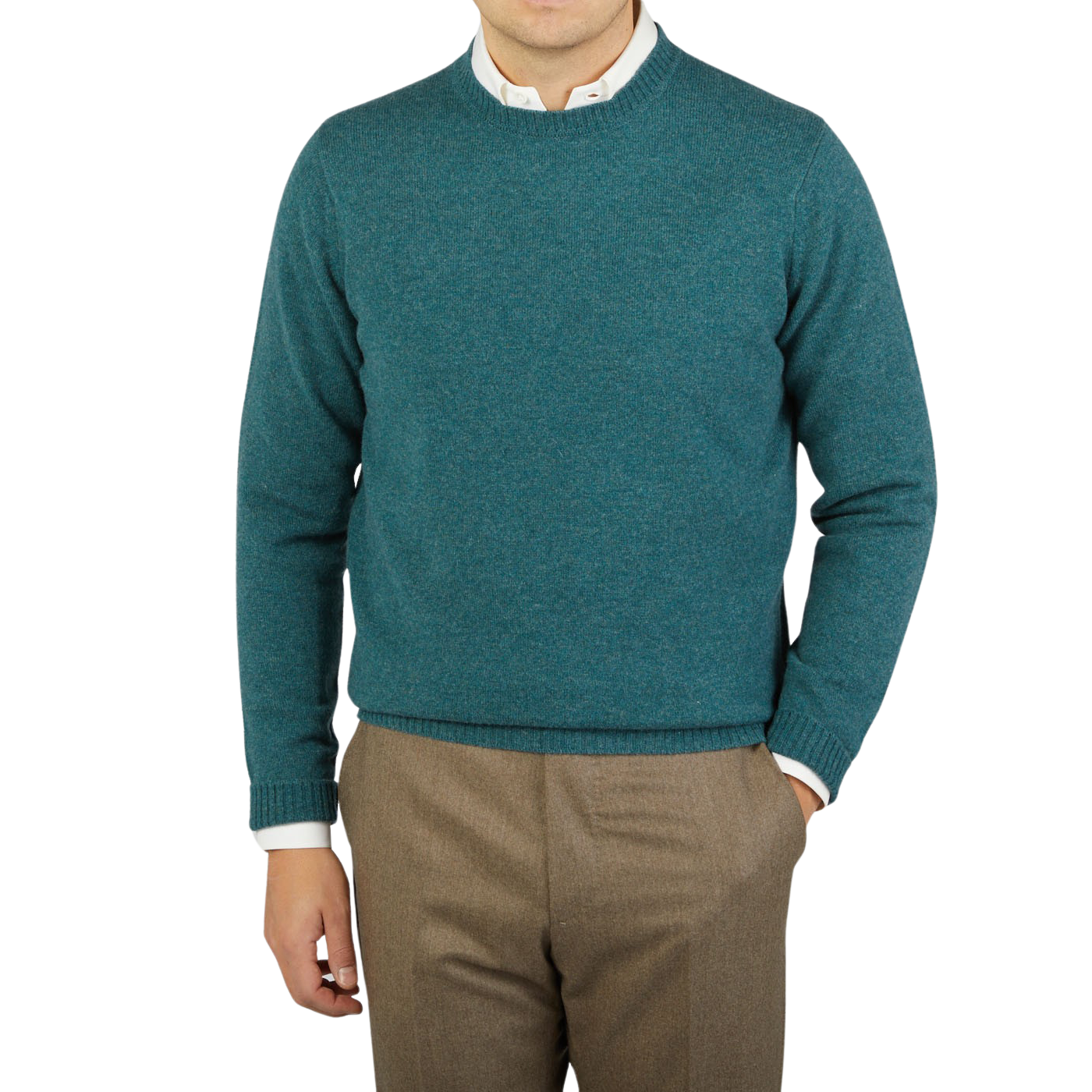 William Lockie | Hunter Green Crew Neck Lambswool Sweater