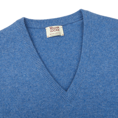 The men's William Lockie Jeans Blue Lambswool V-Neck Sweater.